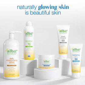 Alba Botanica lotion applied to arm in lifestyle setting demonstrating soft skin