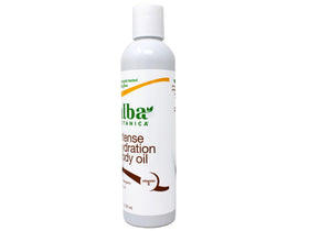Alba Botanica oil texture on hand demonstrating smooth absorption