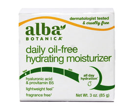 Alba Botanica open tube texture demonstrating lightweight cream and quick absorption