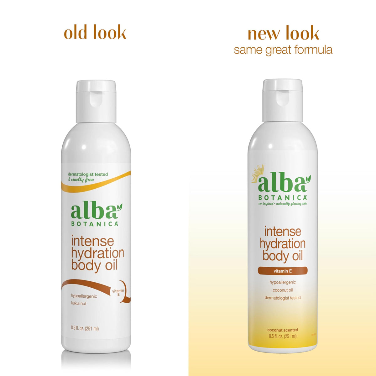 Alba Botanica oil pour close-up illustrating lightweight non-greasy texture