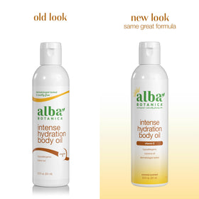 Alba Botanica oil pour close-up illustrating lightweight non-greasy texture