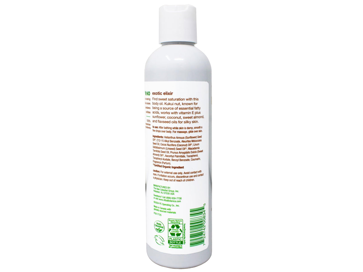 Alba Botanica pouring oil into palm for easy application