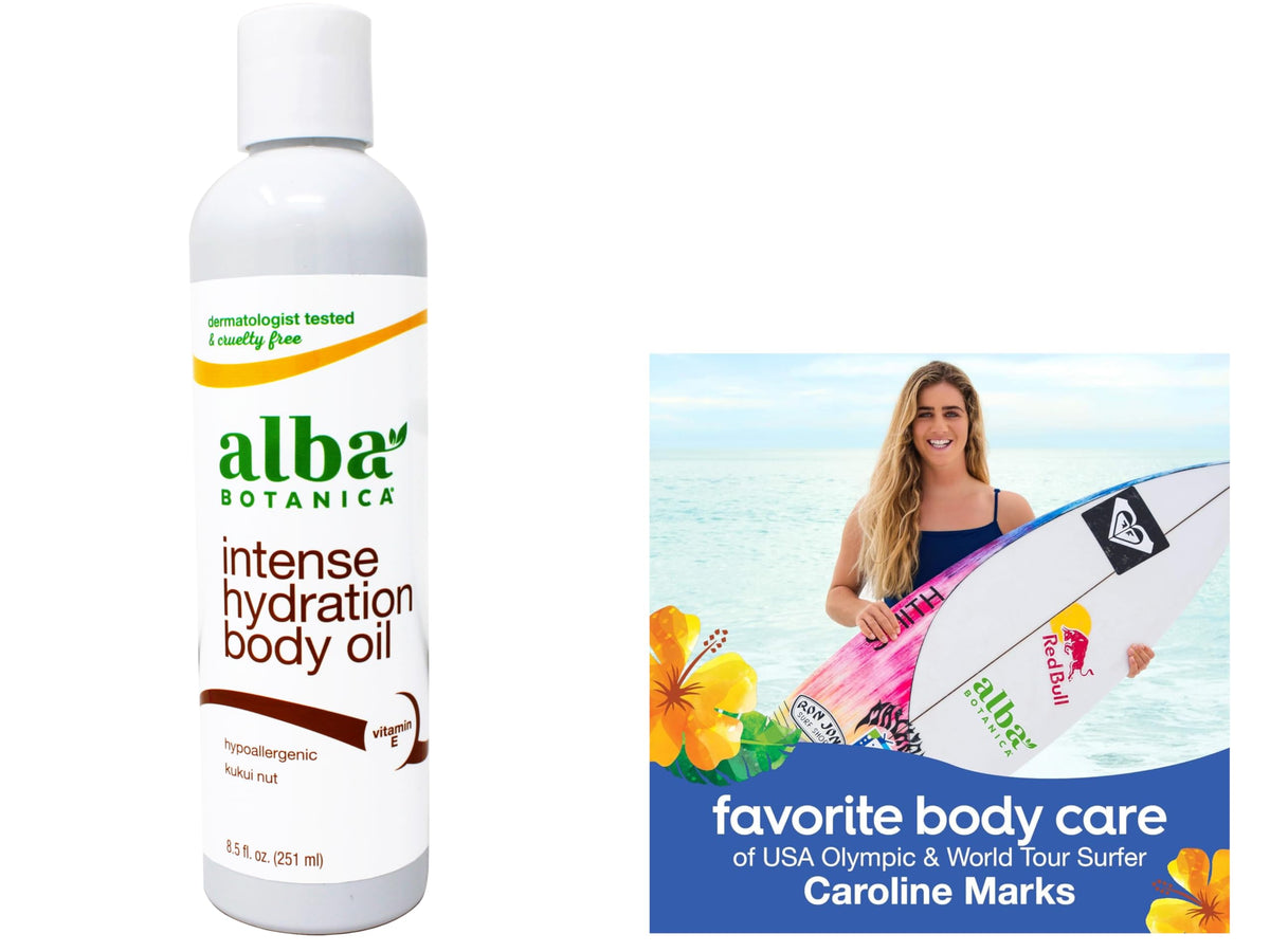 Alba Botanica bottle next to a common object showing scale