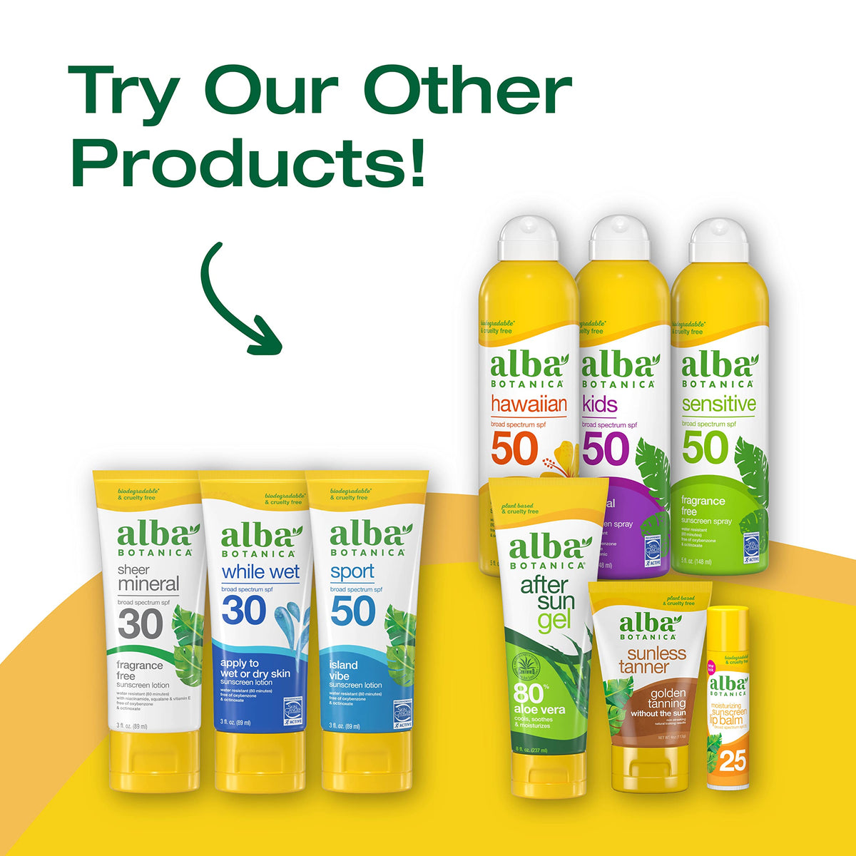 Alba Botanica two 6 fl oz bottles side-by-side for travel convenience