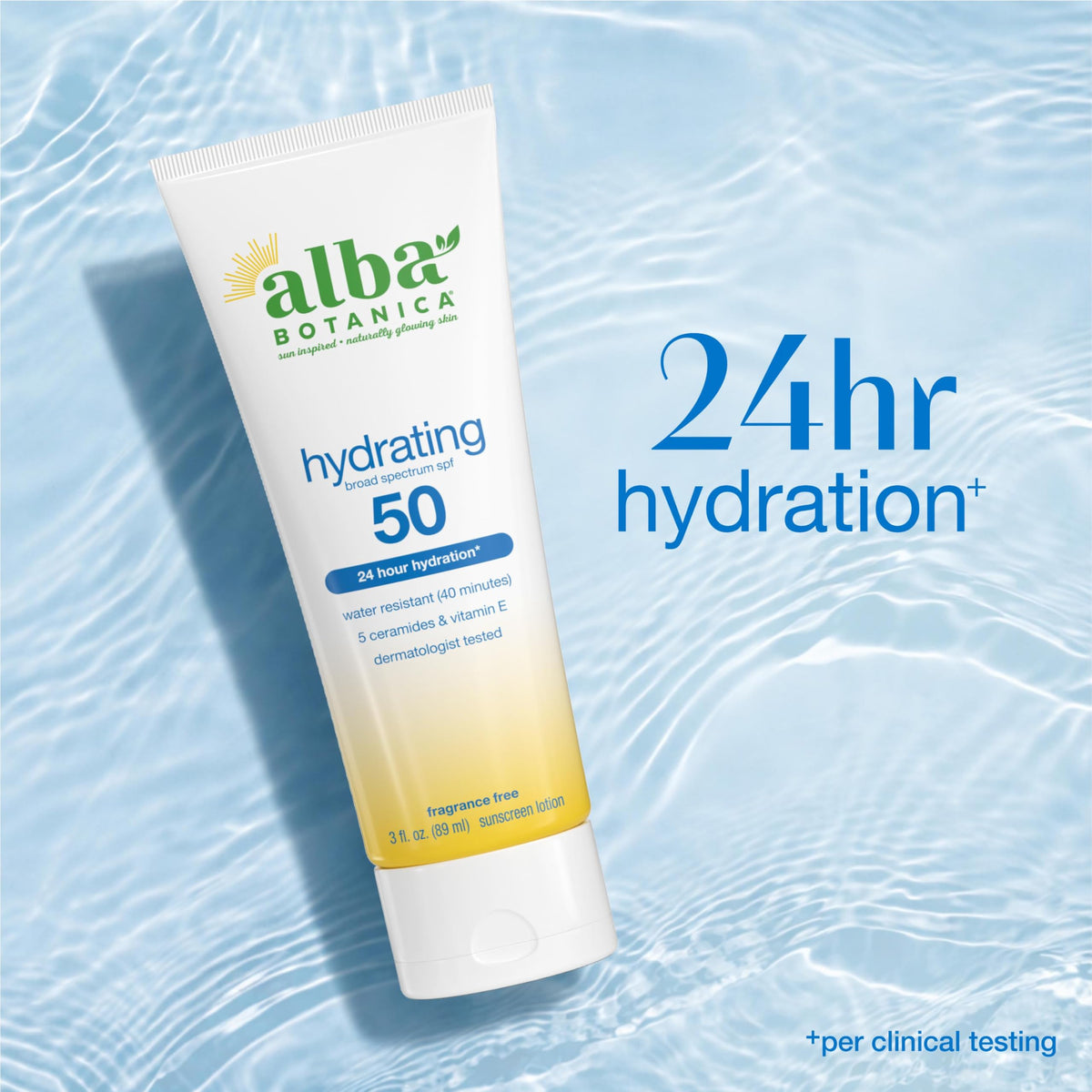 Alba Botanica size comparison next to hand for travel-friendly 3 fl oz