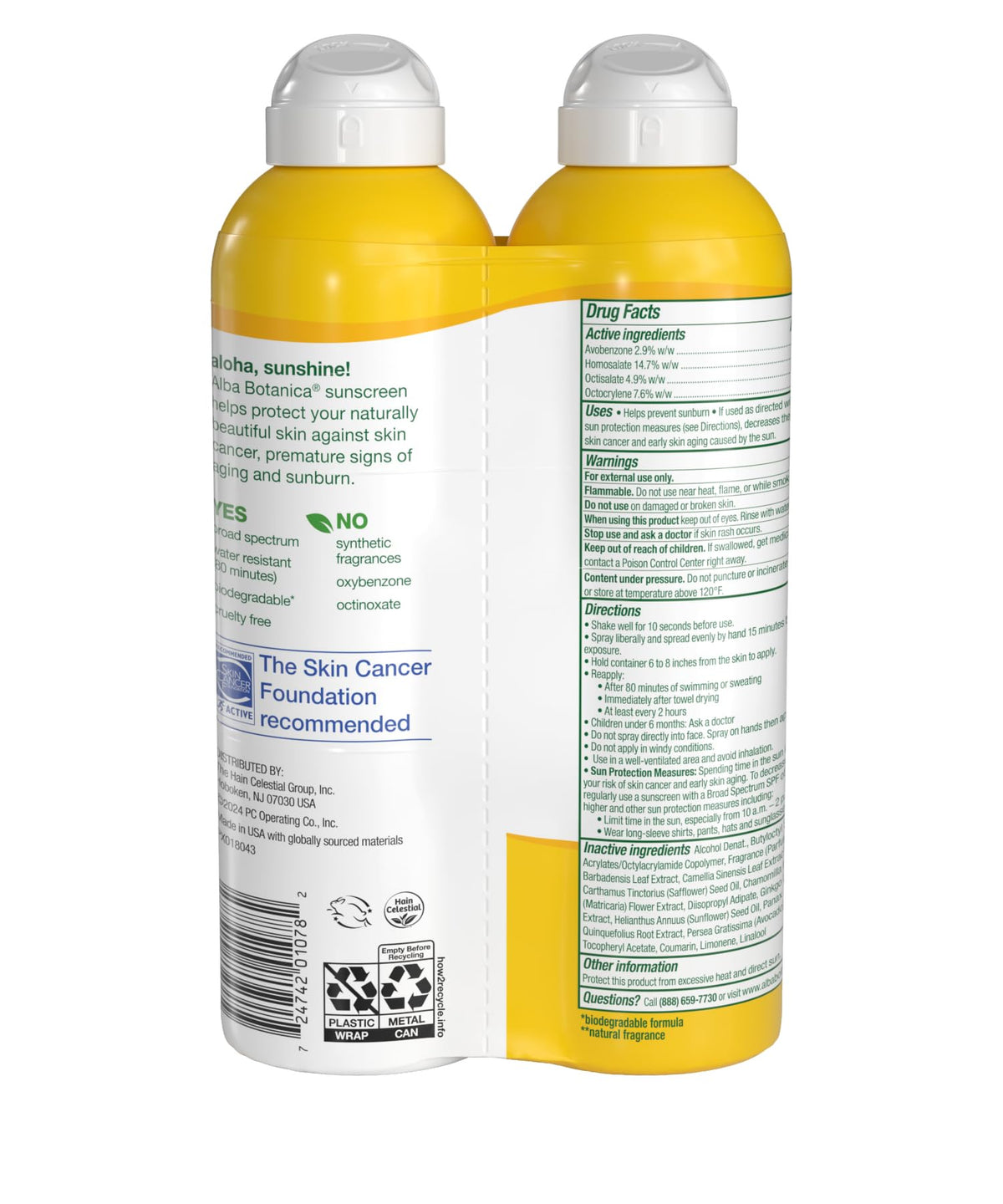 Alba Botanica spray nozzle close-up proving even application at any angle