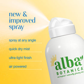 Alba Botanica back label with ingredients and directions for safe use benefit