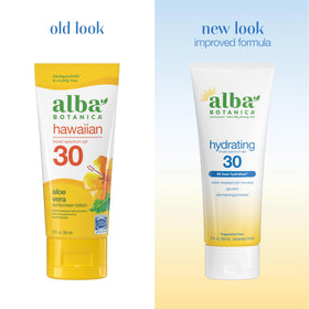 Alba Botanica lotion texture close-up highlighting lightweight hydration