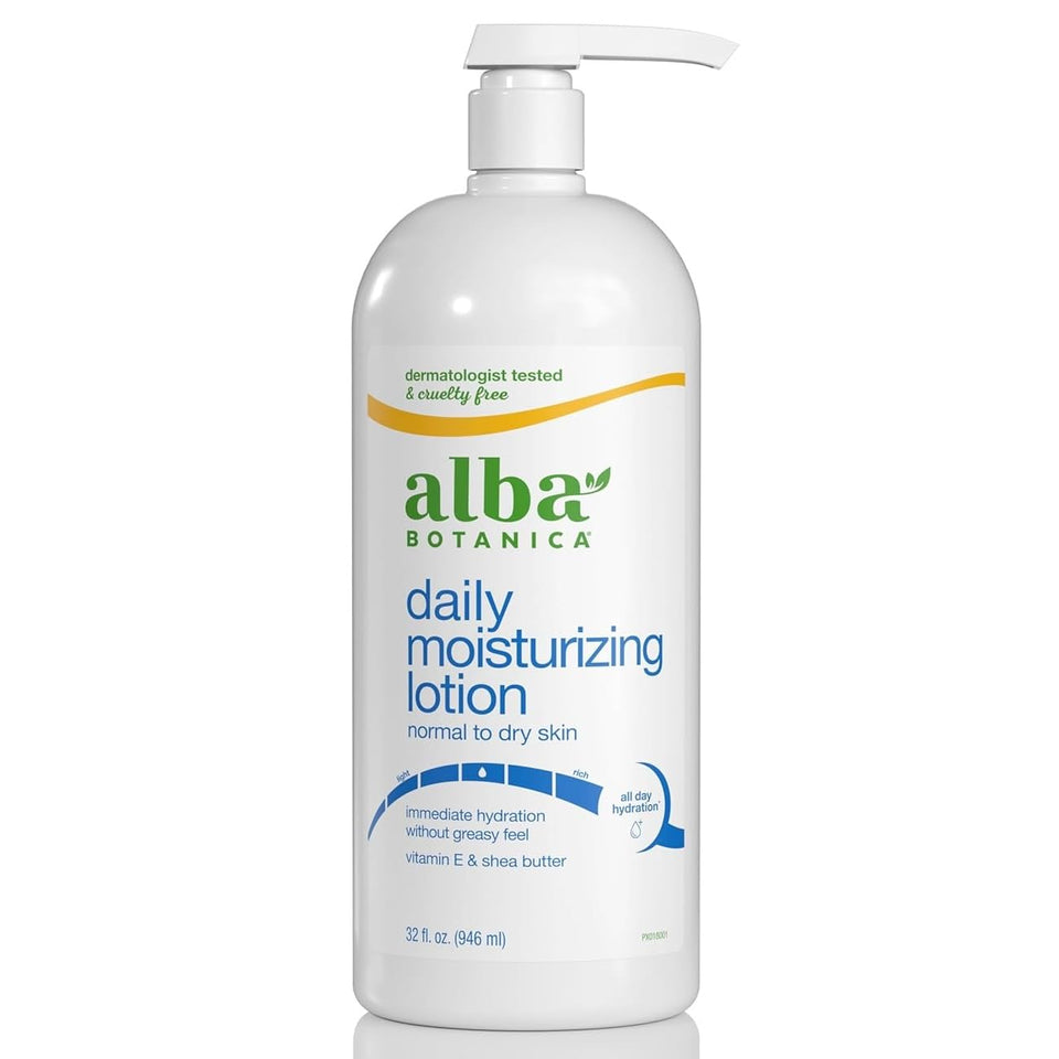 Alba Botanica 32 oz pump bottle front view showing label and size benefits