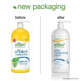 Alba Botanica bottle on bathroom counter indicating everyday moisturizing use