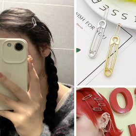 Albooss set of 15 silver safety-pin hair clips ready for styling