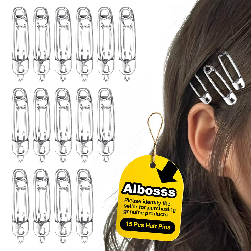 Albooss silver hair clips front view showing sleek design and secure hold