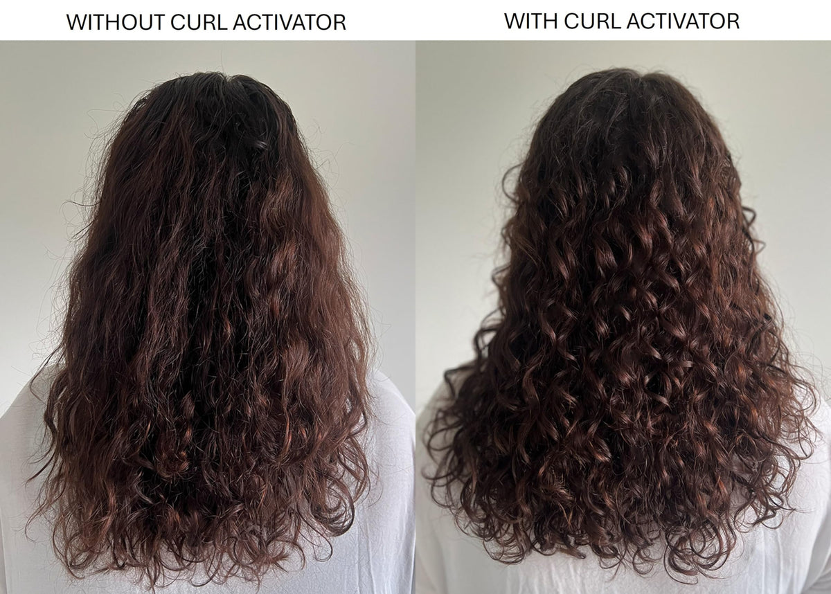 Alcôve used with a diffuser showing enhanced curl volume and lift