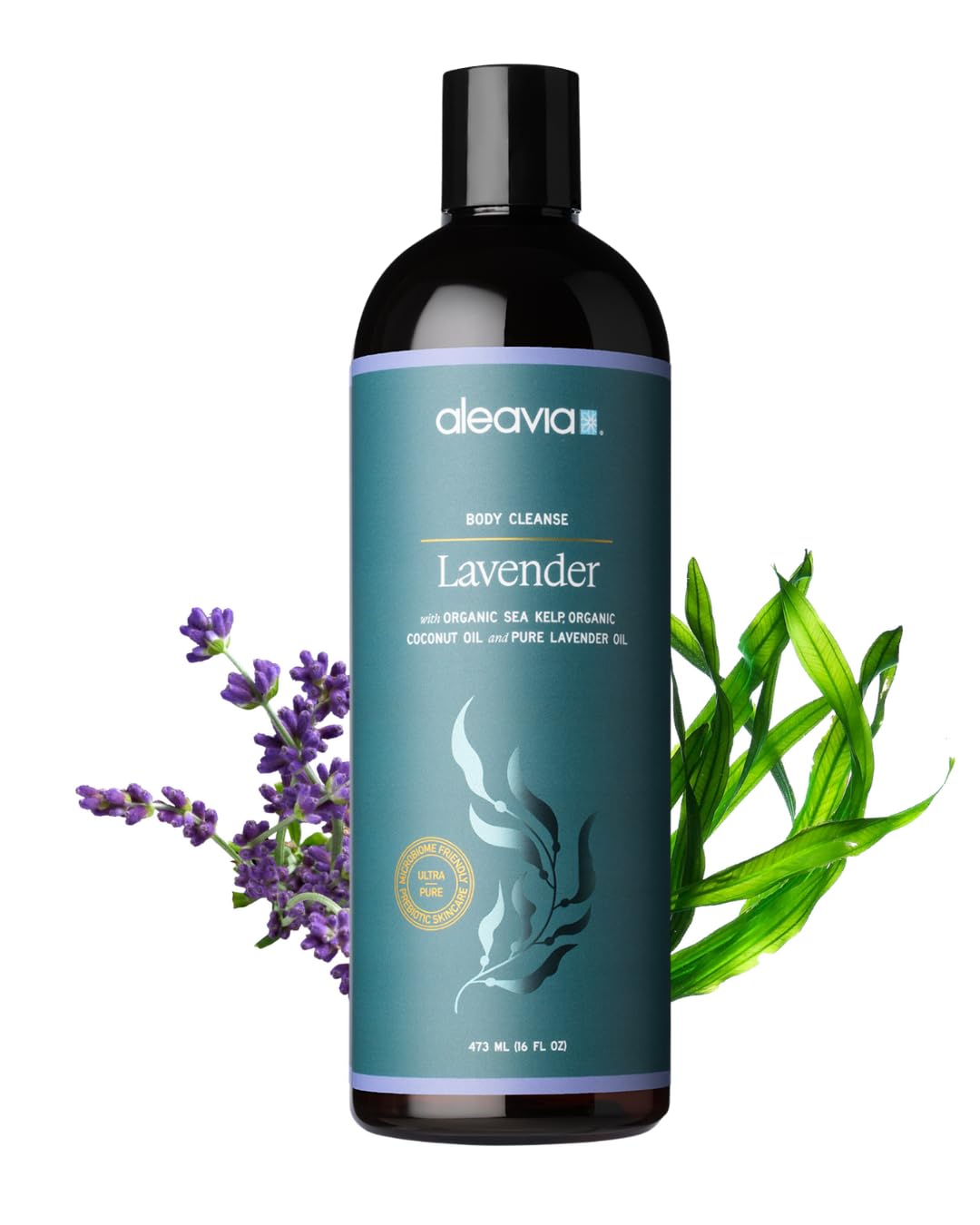 Aleavia front packaging showing bottle and lavender scent benefit