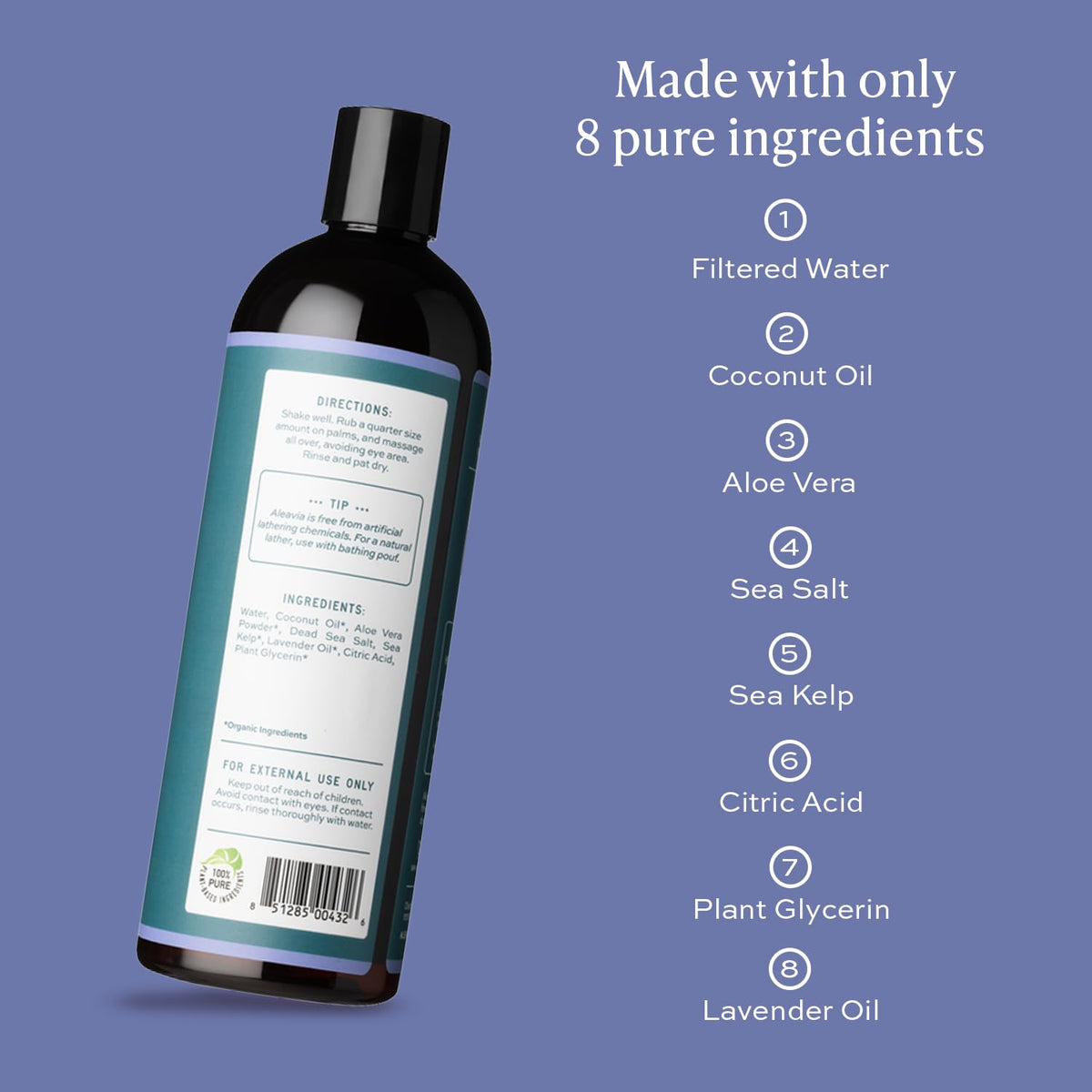 Aleavia creamy lather texture close-up that moisturizes skin