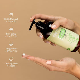 Aleavia lotion texture on hand showing lightweight absorption and hydration