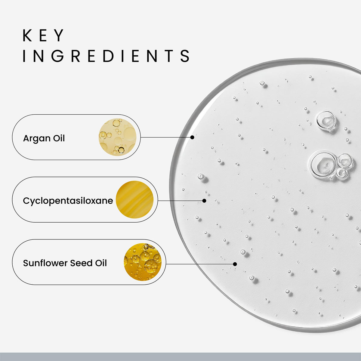 Alex Costa texture droplet on hand showing lightweight, non-greasy absorbency benefit