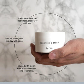 Alex Costa styling cream used in hair creating volume and natural finish