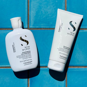 ALFAPARF MILANO in-shower use showing easy lather and color-safe cleansing
