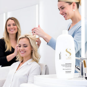 ALFAPARF MILANO shampoo staged in bathroom for everyday salon results