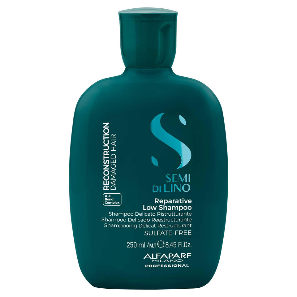 ALFAPARF MILANO front bottle shot showing reparative shampoo benefits