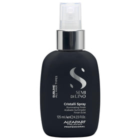 ALFAPARF MILANO front packaging of Sublime Cristalli spray showing bottle and label, highlights professional Italian quality