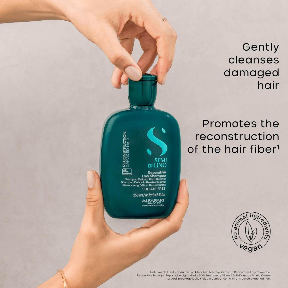 ALFAPARF MILANO rich lather in hands illustrating gentle foam