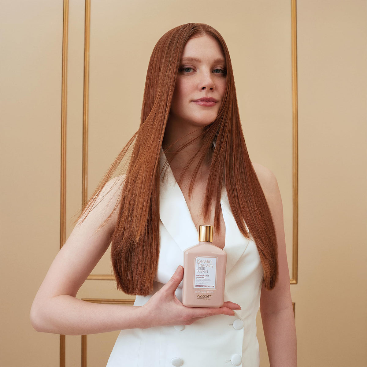 ALFAPARF MILANO before and after lengths showing smoother, frizz-controlled benefit