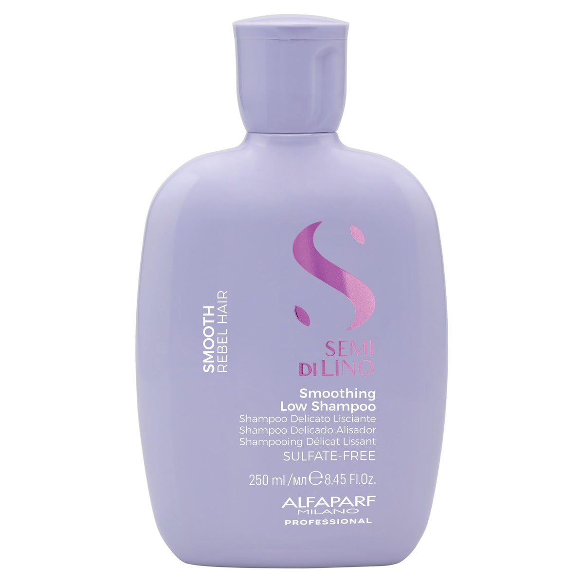 ALFAPARF MILANO front packaging displaying bottle and label benefit smoothing