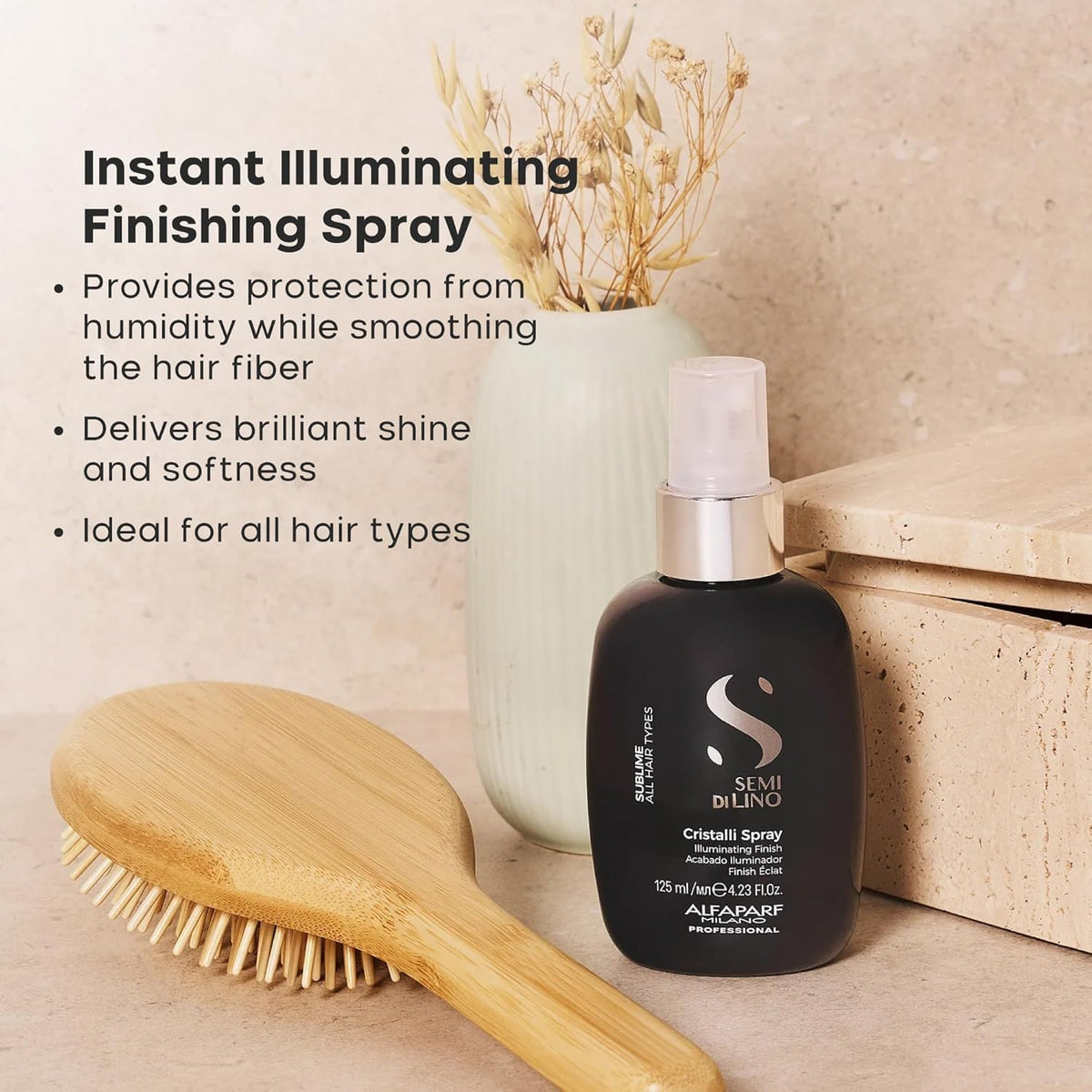 ALFAPARF MILANO spray mist dispersing from nozzle demonstrating fine lightweight application and even coverage