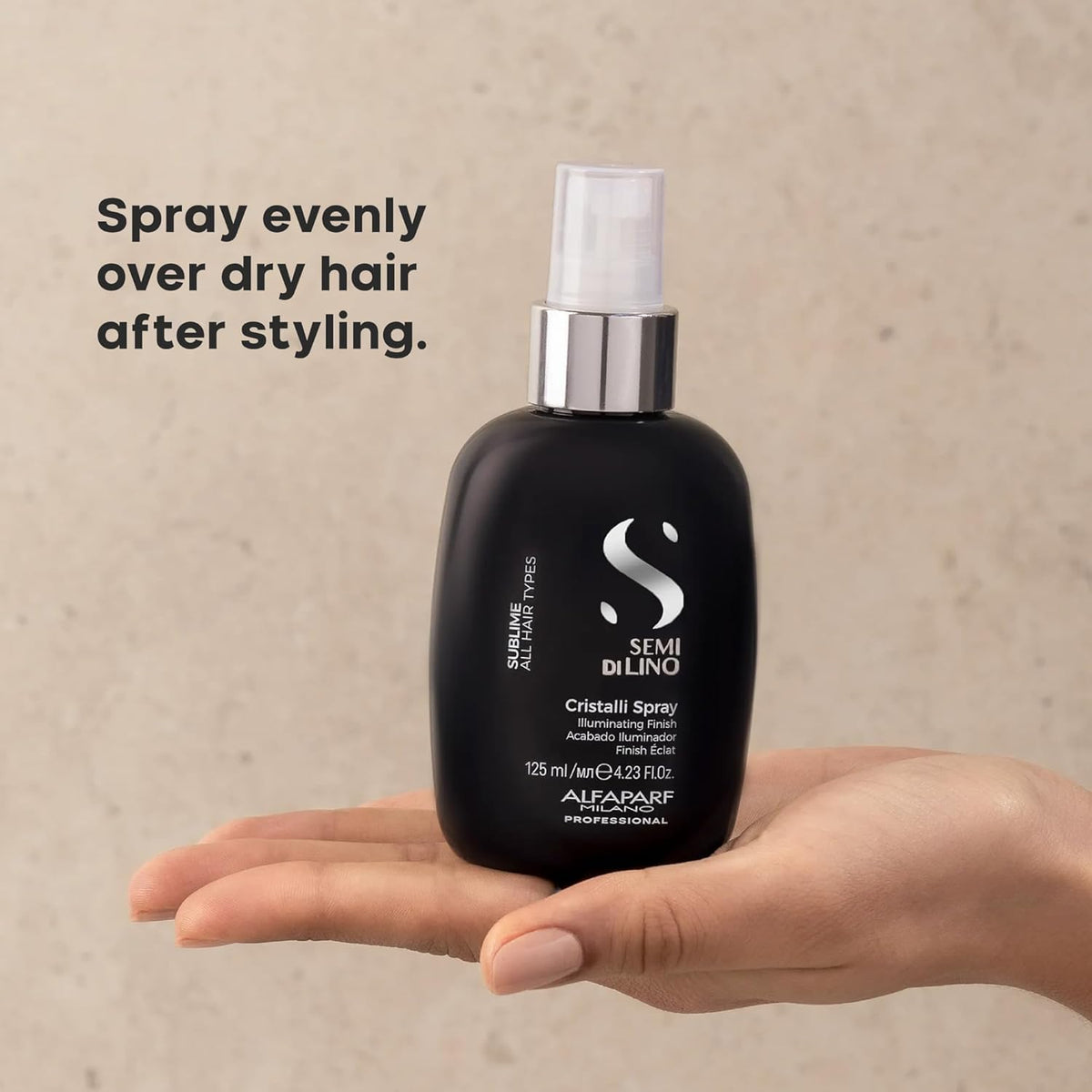 ALFAPARF MILANO close-up of oil-serum texture on hand illustrating non-greasy, glossy finish