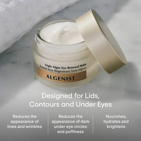 Algenist texture close-up displaying lightweight balm that hydrates delicate skin