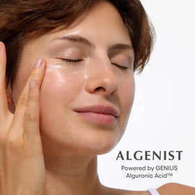 Algenist before and after under-eye composite showing improved brightness and lift