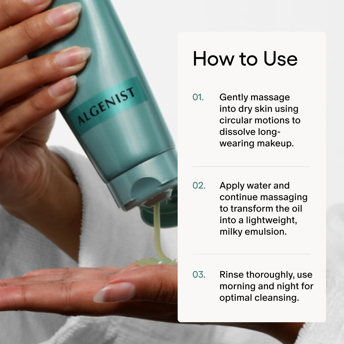 Algenist five-fluid-ounce jar in hand showing real size and portability
