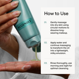 Algenist five-fluid-ounce jar in hand showing real size and portability