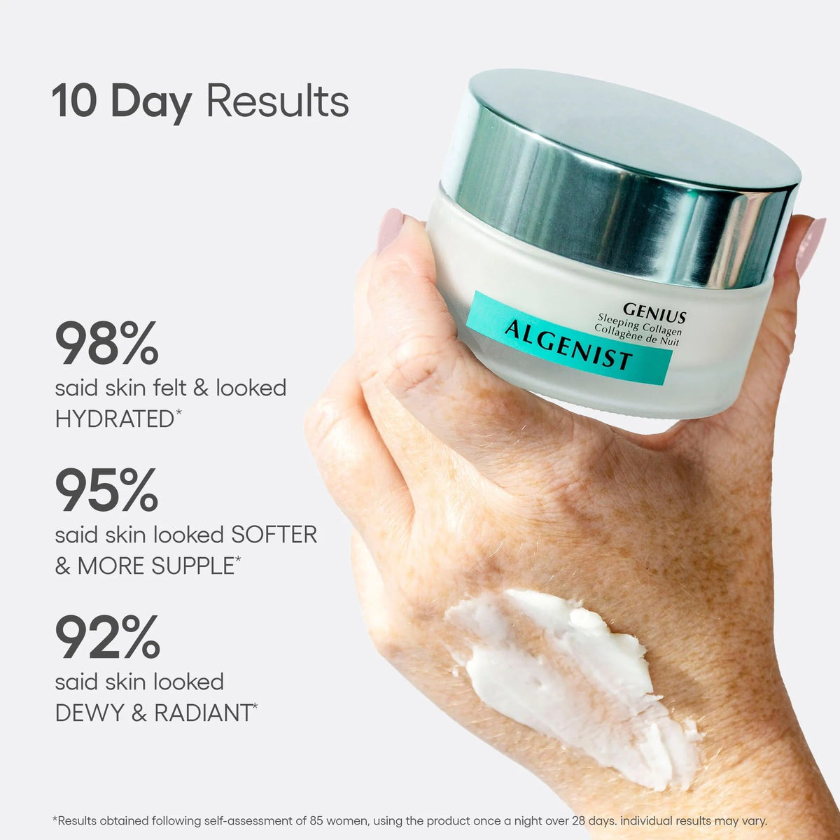 Algenist on vanity as part of night routine illustrating effortless evening application benefit