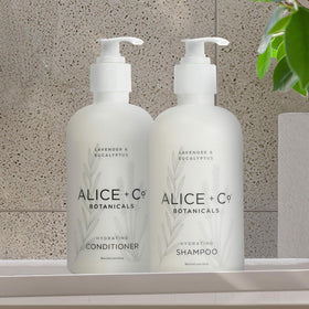 Alice + Co. label detail highlighting lavender and eucalyptus ingredients and clarity