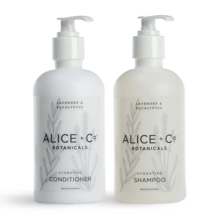 Alice + Co. front packaging showing both 8.5 oz bottles and calming scent benefits