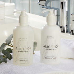 Alice + Co. bottles in-shower use demonstrating user-friendly dispensing and refreshment