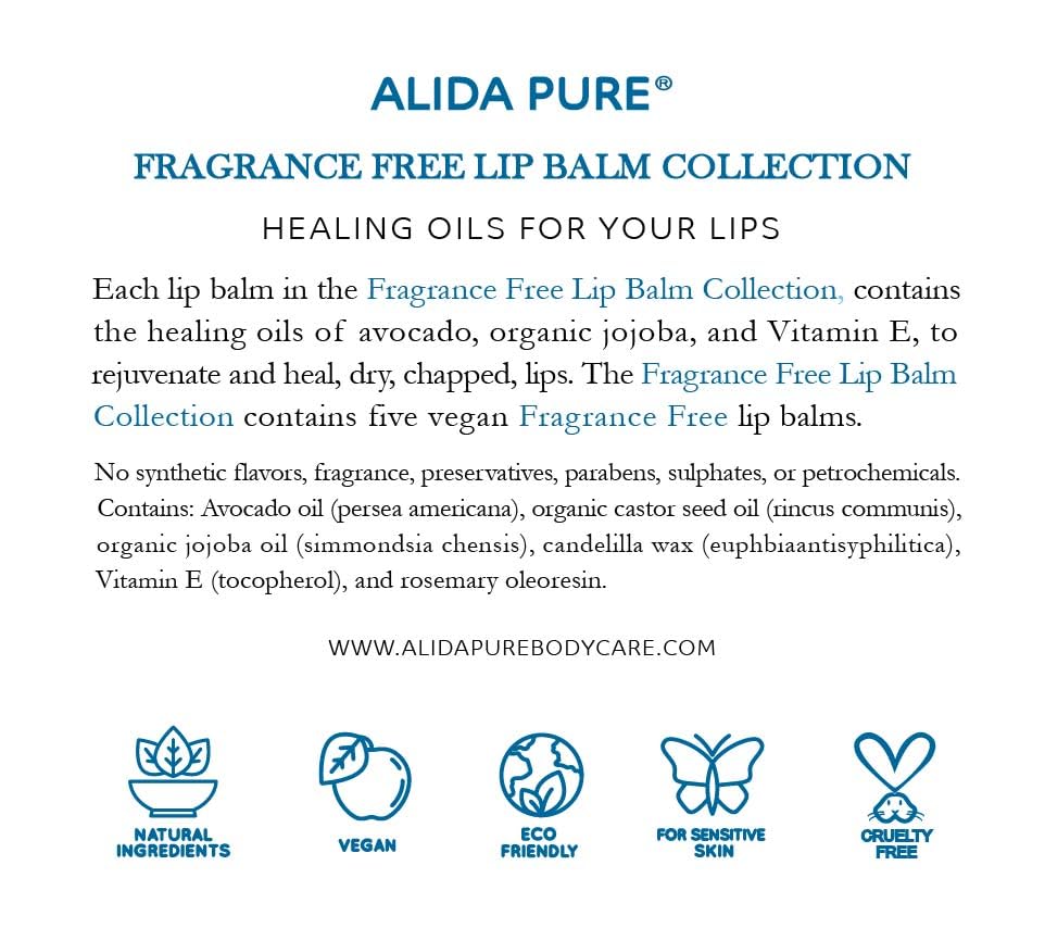 ALIDA PURE ingredients flatlay with jojoba avocado castor oils highlighting natural nourishment benefit
