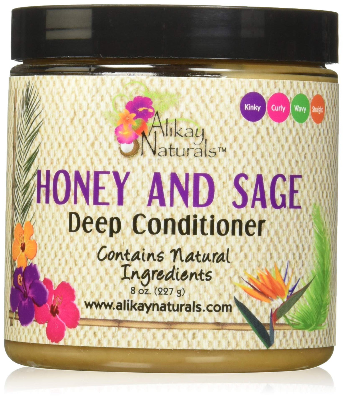 Alikay Naturals front jar showing label and 8 oz size, appealing moisture boost
