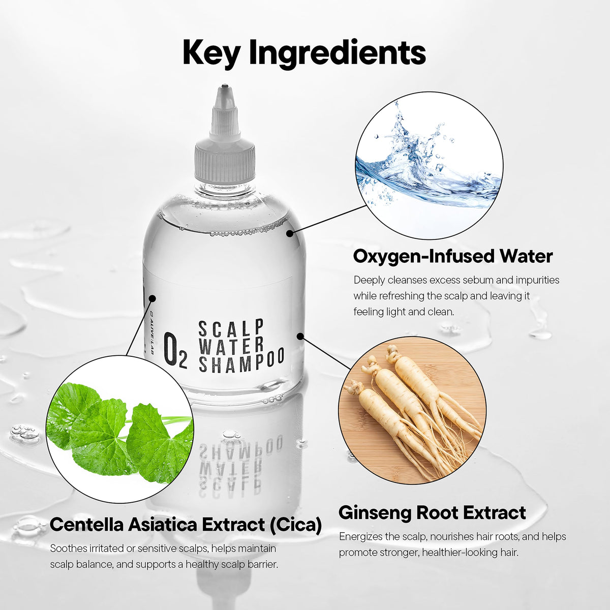 ALIVE:LAB lathering on scalp to demonstrate gentle cleansing benefit