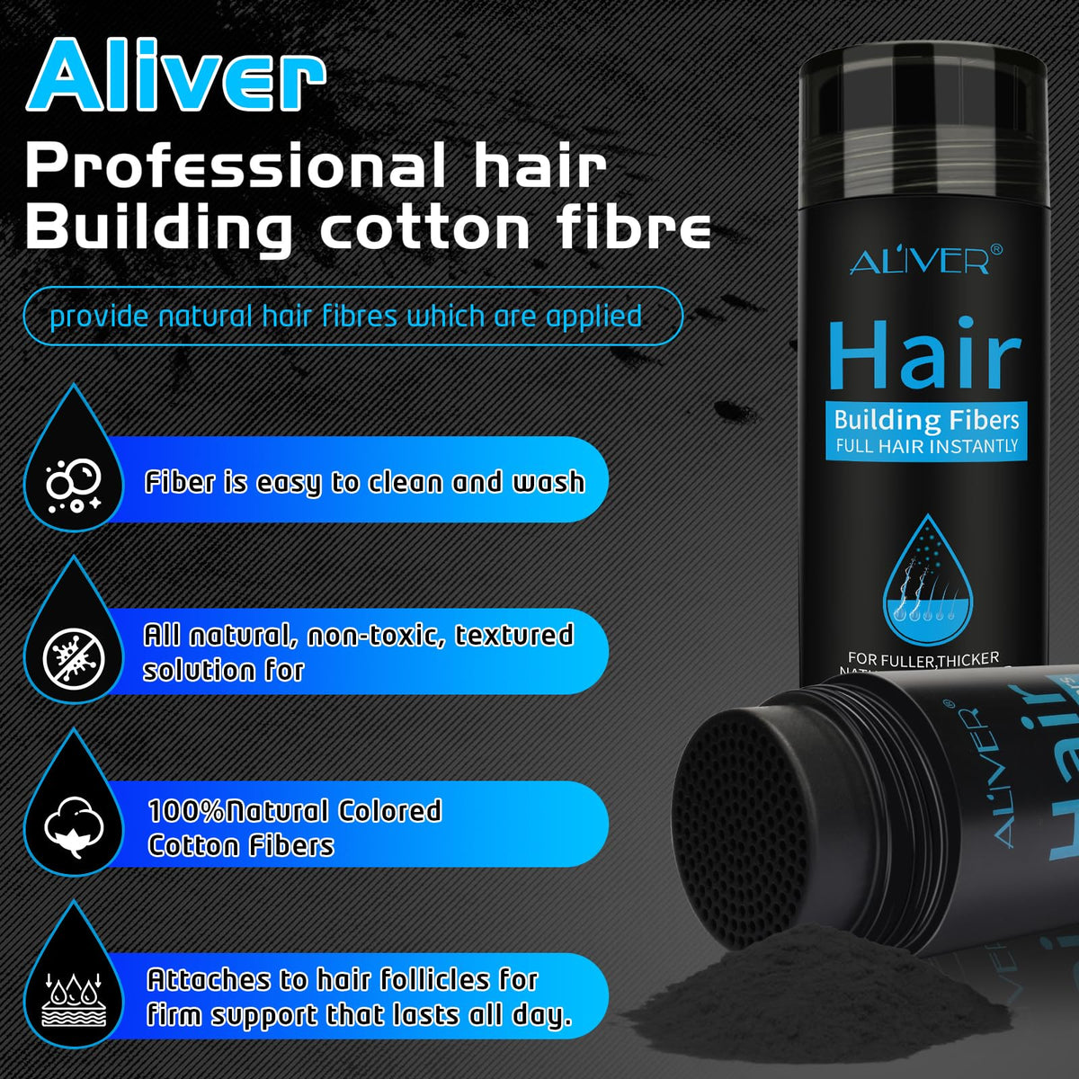 ALIVER applied to parted hair demonstrating quick spot coverage