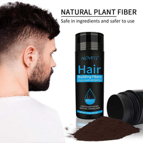 ALIVER dark brown before and after crown comparison demonstrating fuller-looking hair benefit
