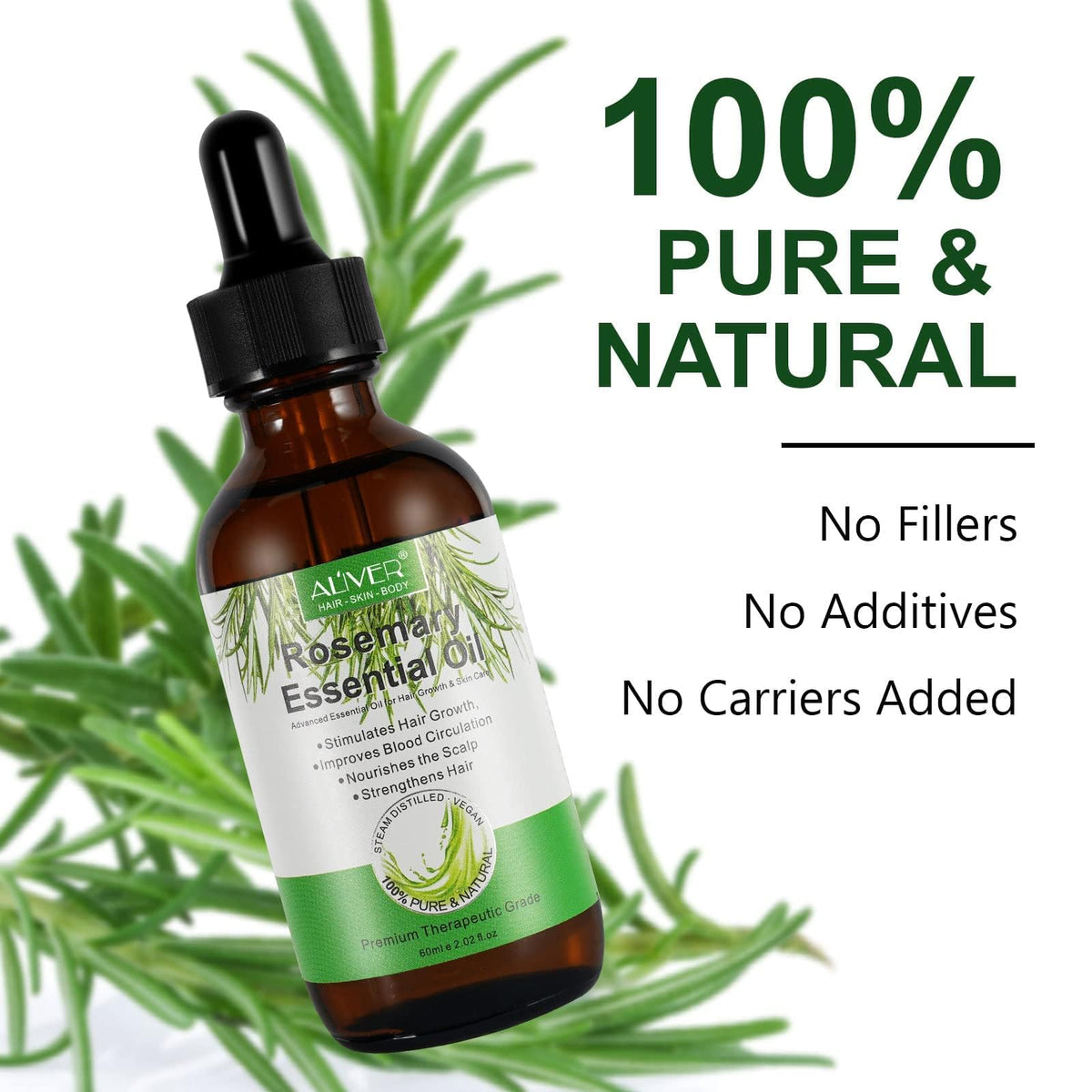 ALIVER rosemary dropper dispensing oil into carrier oil for scalp use