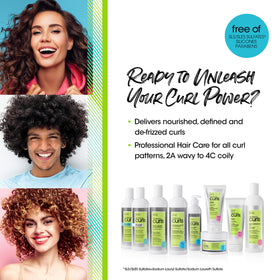 ALL ABOUT CURLS gel applied to damp curls giving defined, frizz-controlled results