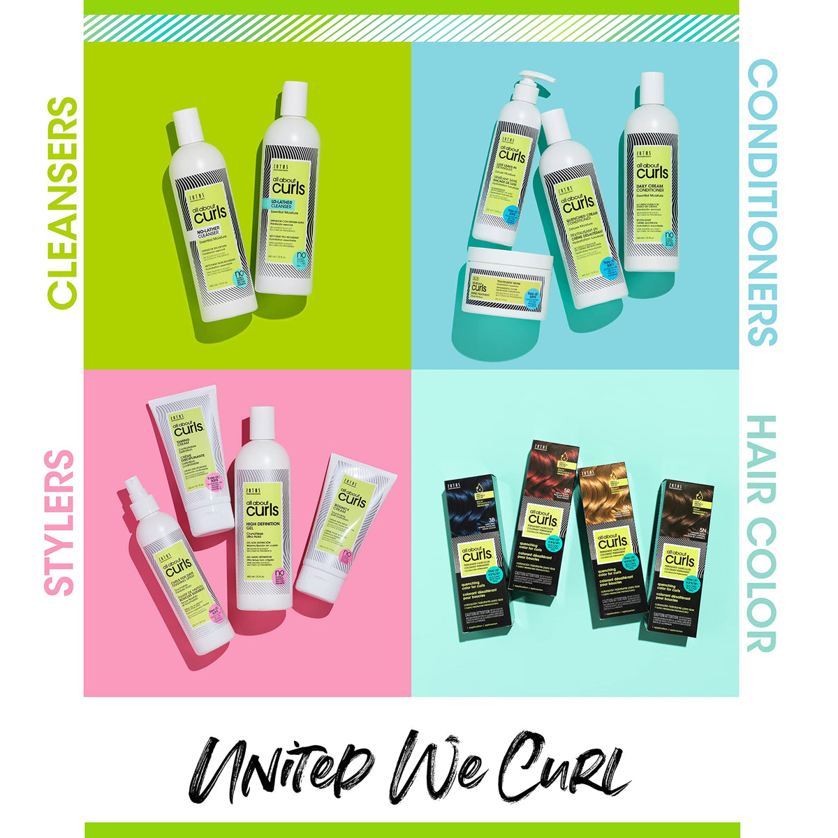 ALL ABOUT CURLS being misted on curly hair for detangling and frizz control