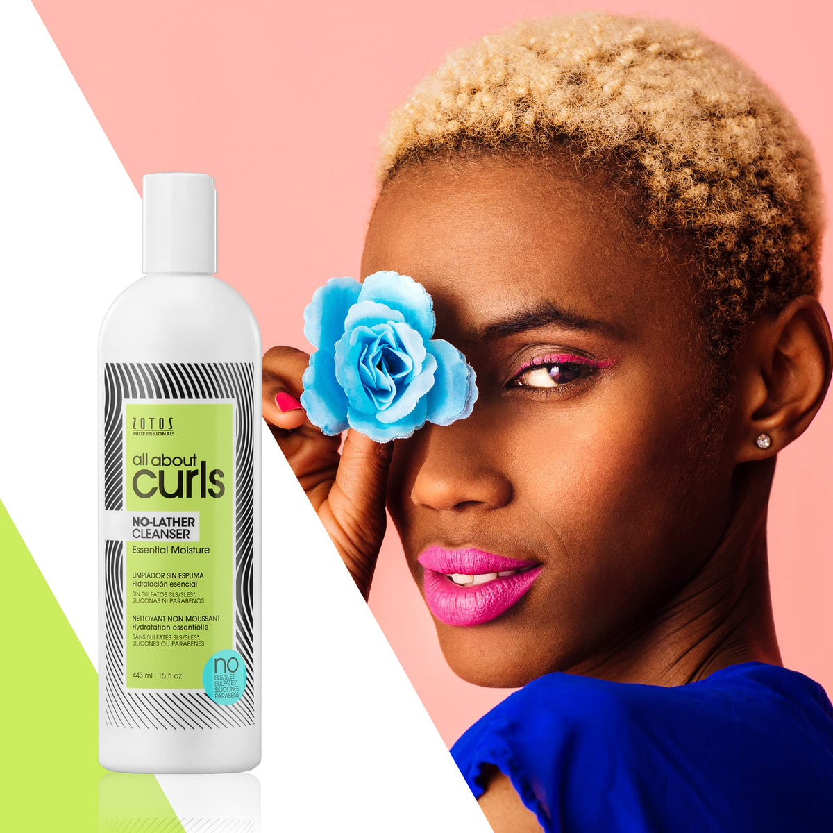 All About Curls being applied in shower demonstrating gentle, suds-free wash