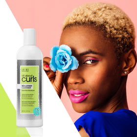 All About Curls being applied in shower demonstrating gentle, suds-free wash