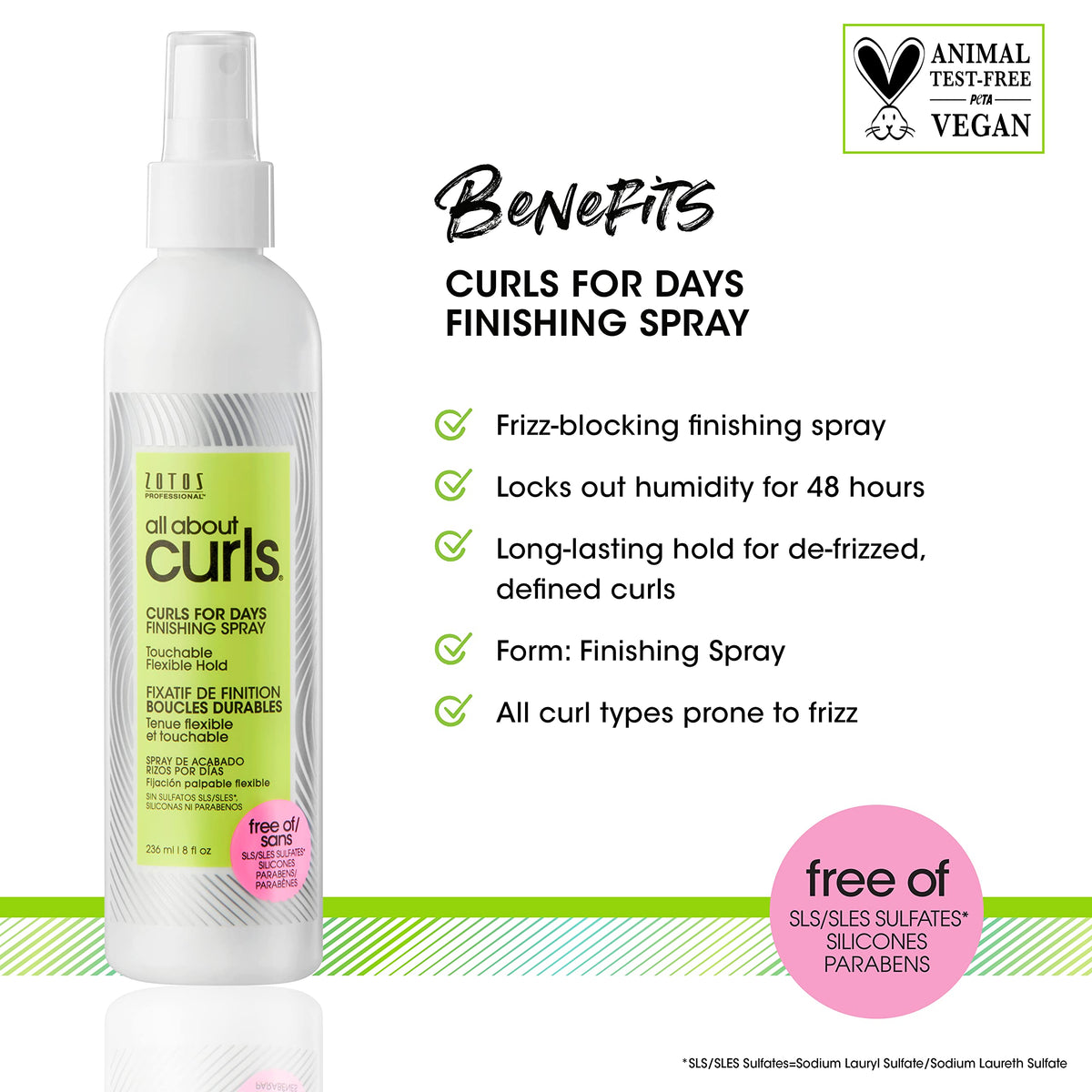 All About Curls spray in use on curly hair to reduce frizz and define